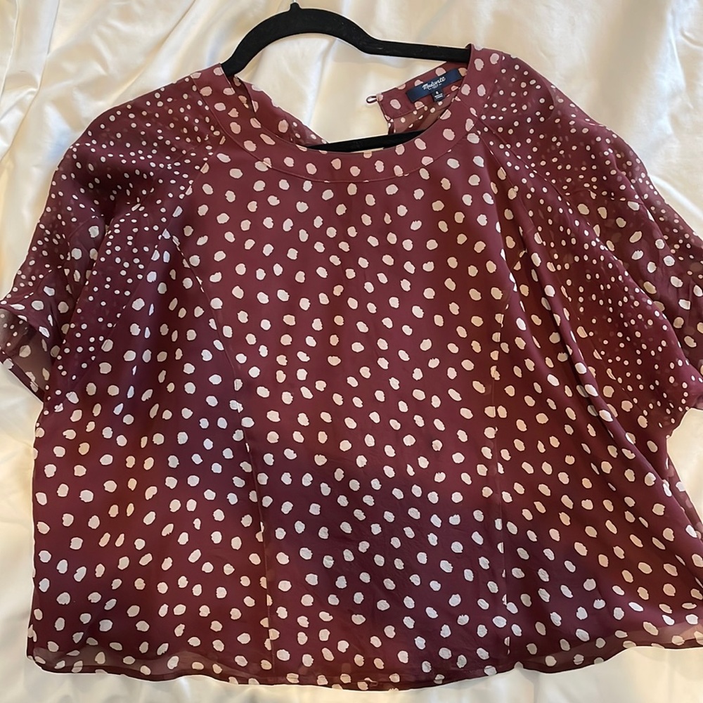 Madewell Polka dot Print Silk Shirt (lining is polyester)